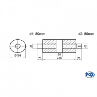 [Univerzálny okrúhly nerezový tlmič s prechodom + výstupna rúra - Obvod 626mm - UNI-K62642080s]