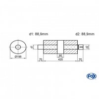 [Univerzálny okrúhly nerezový tlmič s prechodom + výstupna rúra - Obvod 626mm - UNI-K62642088s]