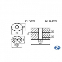 [Univerzálny oválny nerezový tlmič s dvoma prechodmi ver.2 - Obvod 754mm - UNI-V2K7544207063]