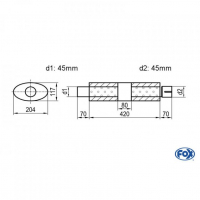 [Univerzálny oválny nerezový tlmič s prechodom + výstupna rúra - Obvod 525mm - UNI-K52542045s]