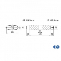 [Univerzálny oválny nerezový tlmič s prechodom + výstupna rúra - Obvod 558mm - UNI-K55842063s]