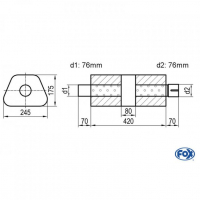 [Univerzálny trapézový nerezový tlmič s prechodom + výstupna rúra - Obvod 711mm - UNI-K71142076s]