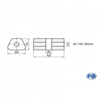 [Univerzálny trapézový nerezový tlmič s prechodom bez výstupnej rúry - Obvod 711mm - UNI-K711420101o]