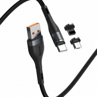 [BASEUS USB kábel Fast 4v1 / USB kábel k USB-C / Lightning / Micro 3A 100 cm, čierno-sivý]