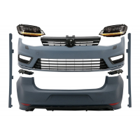 [Kompletná súprava karosérie vhodná pre VW Golf 7 VII (2012-2017) Vzhľad R-line s prednými svetlami 3D LED DRL Plynulé dynamické sekvenčné natáčacie svetlá strieborné]