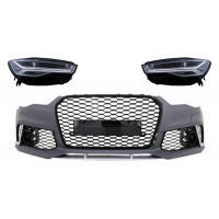 [Predný nárazník s Full LED svetlometmi Sekvenčné dynamické natáčacie svetlá vhodné pre Audi A6 C7 4G (2011-2018) RS6 Matrix Design]