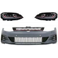 [Predný nárazník vhodný pre VW Golf VII 7 (2013-2017) s LED svetlometmi Sekvenčné dynamické natáčacie svetlá 7.5 GTI Design]