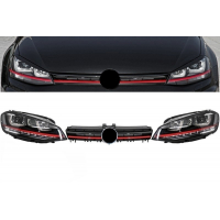 [Montážne svetlomety 3D LED FLOWING Dynamické sekvenčné natáčacie svetlo DRL s mriežkou vhodné pre VW Golf 7 VII (2012-2017) RED R20 GTI Look]