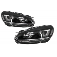 [Predné svetlomety vhodné pre VW Golf 6 VI (2008-2013) Golf 7 3D LED DRL U-Design LED Flowing Turning Light Chrome]