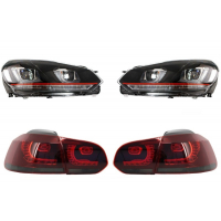 [Predné svetlomety vhodné pre VW Golf 6 VI (2008-2013) Golf 7 3D LED DRL U-Design GTI so zadnými svetlami Full LED R20]