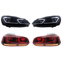 [LED svetlomety a zadné svetlá vhodné pre VW Golf 6 VI (2008-2013) s Facelift G7.5 Look Strieborné plynulé dynamické sekvenčné natáčacie svetlá LHD]