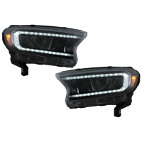 [Svetlomety LED svetelná lišta vhodná pre Ford Ranger (2015-2020) LHD Plne čierny kryt so sekvenčnými dynamickými natáčacími svetlami]
