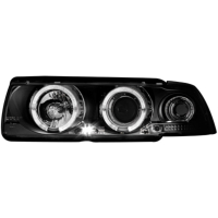 [Pravé svetlomety vhodné pre BMW radu 3 E36 Sedan (1992-03.1998) 2 Halo Rims čierne]