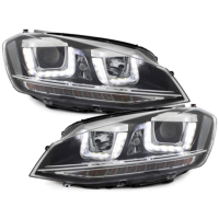[Predné svetlomety 3D LED DRL LED Natáčacie svetlá vhodné pre VW Golf 7 VII (2012-up) R-look Black]