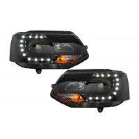 [LED svetlá pre denné svietenie Predné svetlá vhodné pre VW Transporter T5 (2010-2015) Čierna]
