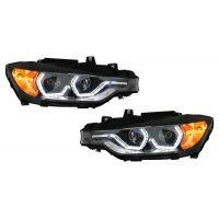 [Angel Eyes Headlights LED DRL vhodné pre BMW radu 3 F30 F31 Sedan Touring (10.2011-05.2015) Čierna]