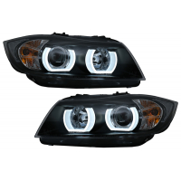 [U-LED 3D svetlomety Halogénové vhodné pre BMW radu 3 E90 Limousine E91 Touring (03.2005-08.2008) LHD Black]