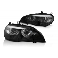 [Xenónové svetlomety Angel Eyes 3D LED DRL vhodné pre BMW X5 E70 (2007-2013) Čierna]