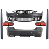 [Sada karosérie vhodná pre BMW radu 3 F30 (2011-2019) s LED zadnými svetlami Dynamické sekvenčné natáčacie svetlo EVO II M3 CS Design a mriežky na ľadvinky Double Stripe M Design Piano Black]