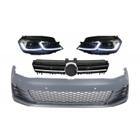 [Predný nárazník s LED svetlometmi Sekvenčné dynamické natáčacie svetlá a chrómové vložky do mriežky vhodné pre VW Golf VII 7 5G (2013-2017) GTI Look]