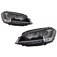 [Predné svetlomety 3D LED DRL vhodné pre VW Golf 7 VII (2012-2017) Strieborné R-Line LED plynulé dynamické sekvenčné natáčacie svetlá RHD]